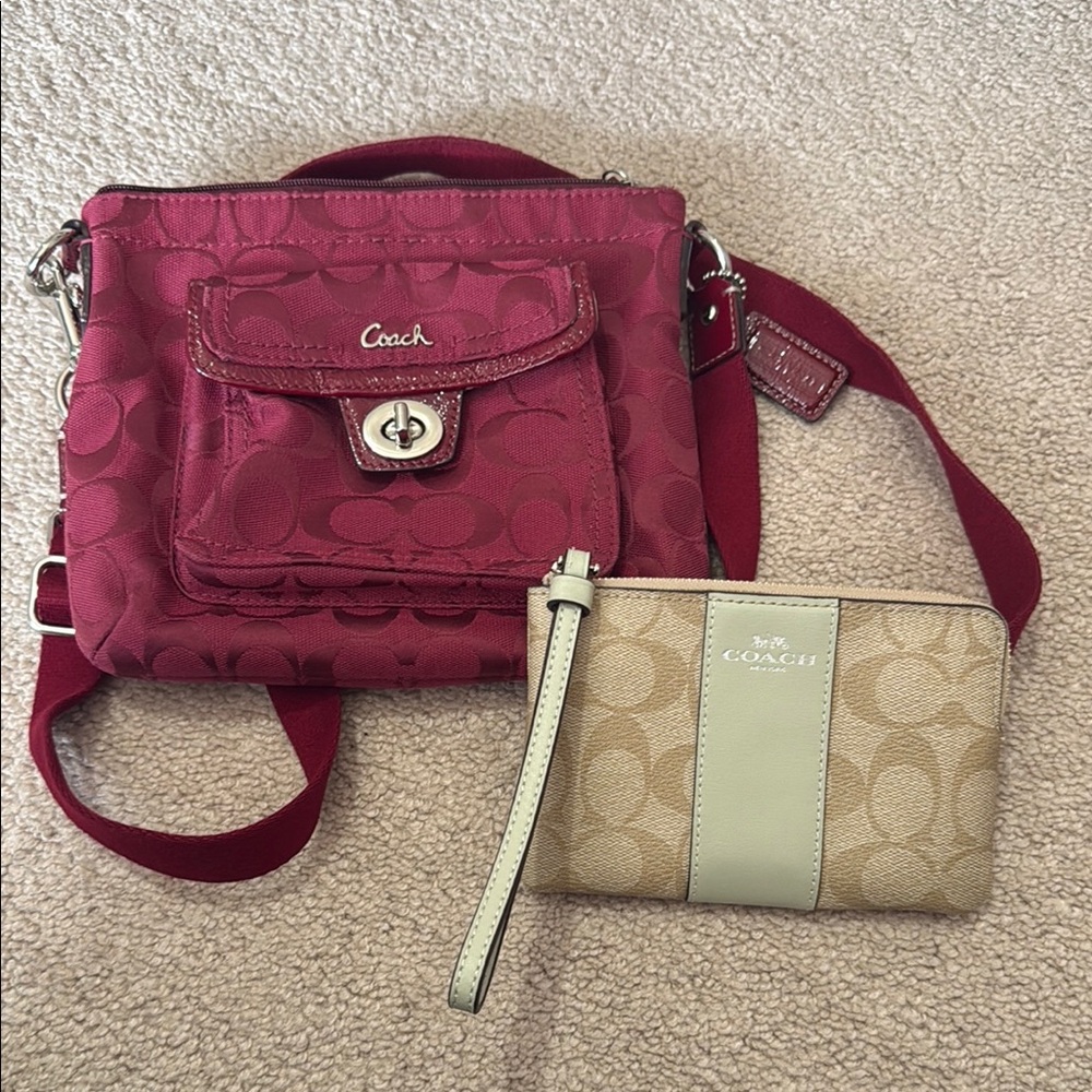 Coach Red and Tan Women's Bag Set
